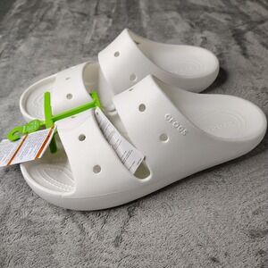 Crocs Classic Sandals‎ V2 Summer Shoes White 2 Straps Mens 10 Wmns 12 209403-100